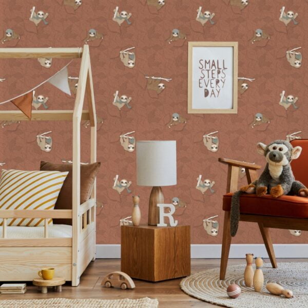 Terra luiaard kinderbehang kinderkamer sfeerbeeld 1