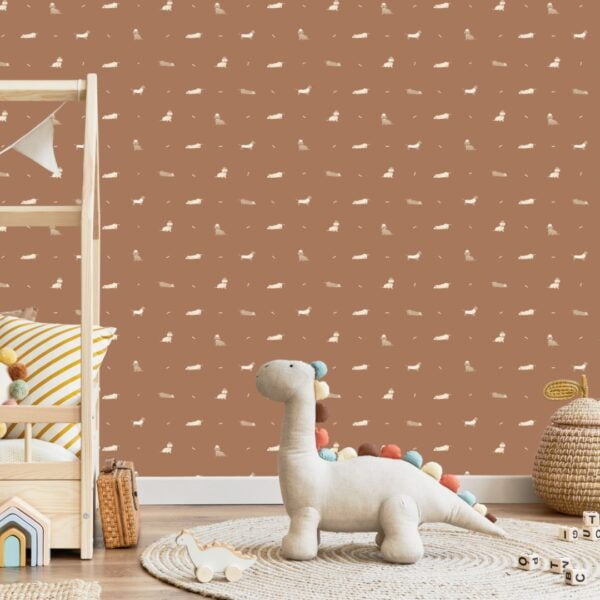 Teckels behang terra op muur kinderkamer