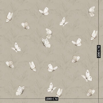 Vlinder behang lichtbruin op muur kinderkamer afmeting ingezoomd