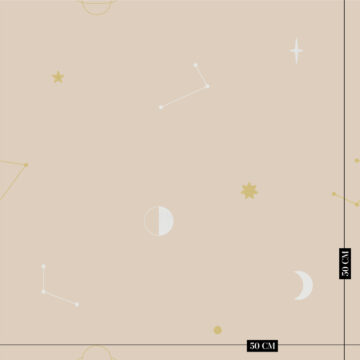 Ruimtebehang beige met goud en wit kinderbehang sfeerbeeld ingezoomd schaal
