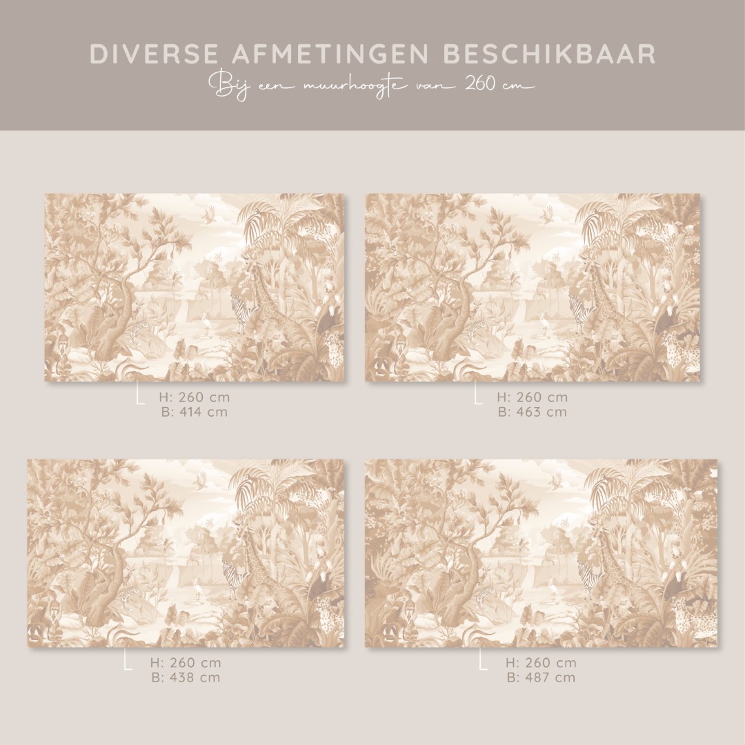 Beelden voorbeeld hoogte 260 beige jungle behang kleur 3