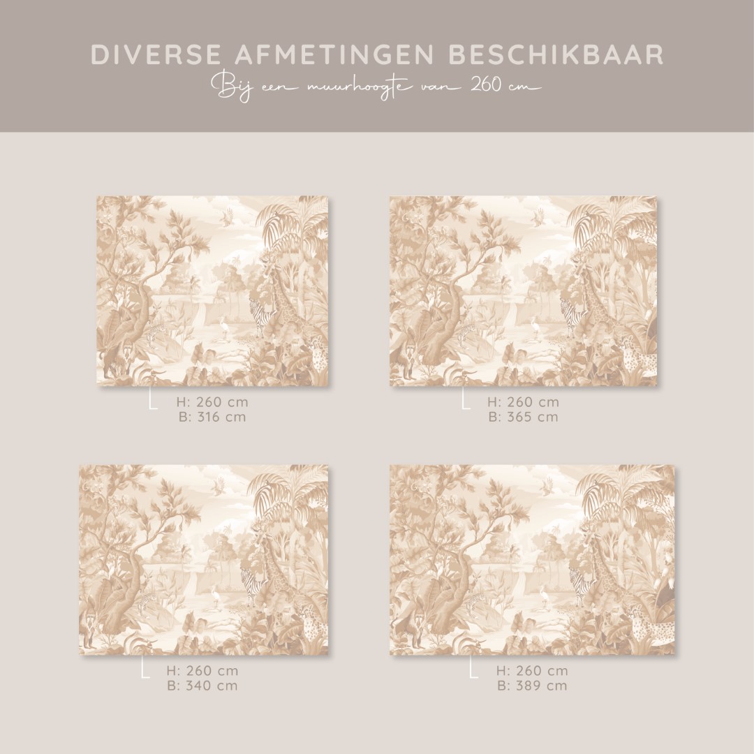 Beelden voorbeeld hoogte 260 beige jungle behang kleur 1