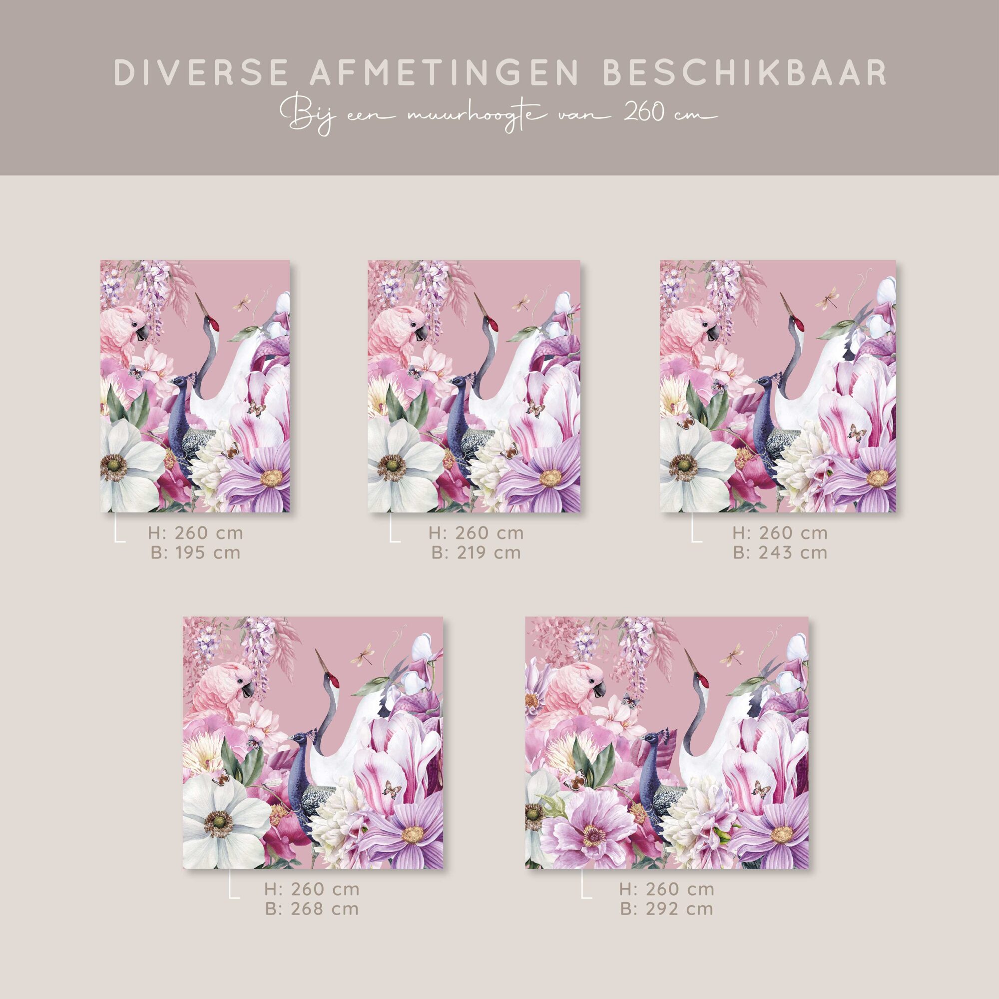 Kraanvogel behang afmeting catalogus voorbeeld 1