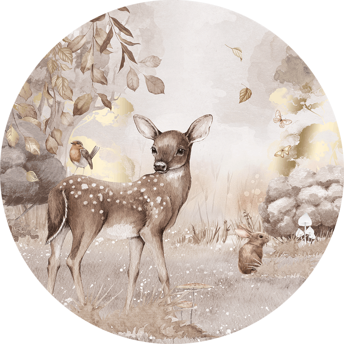 Behangcirkel hert ingezoomd met goud afbeelding 3