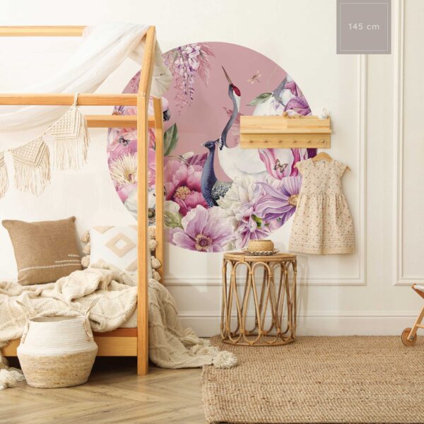Muursticker kraanvogel roze 145cm kinderkamer