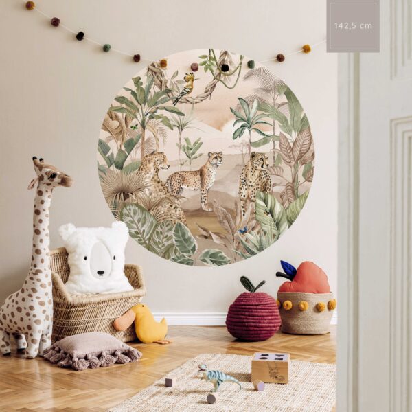 Behangcirkel Cheeta bruin/beige 142,5 cm sfeerbeeld afbeelding