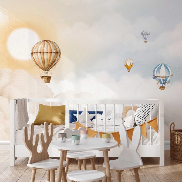 Luchtballon behang kinderkamer